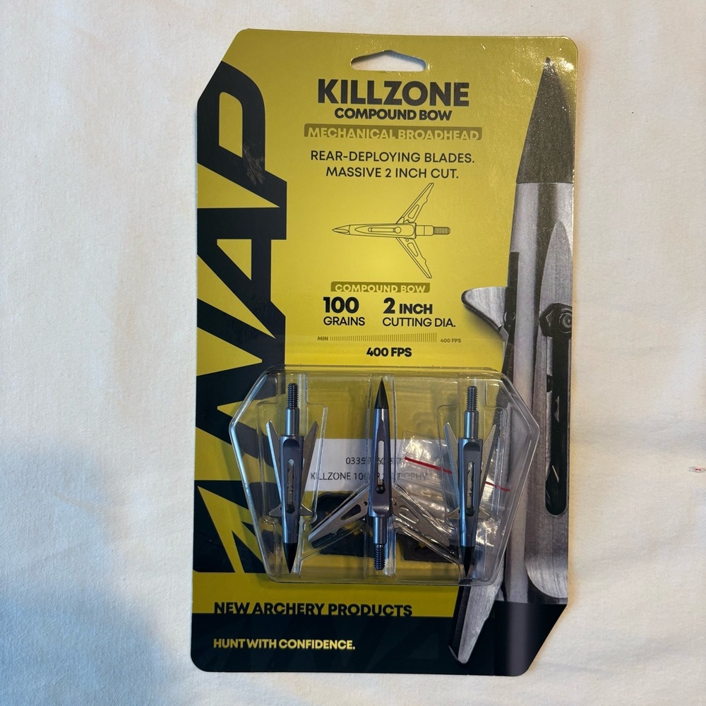 NAP Killzone Mechanical Broadheads 100 Grains 2 Inch Cutting Diameter 3 Pack